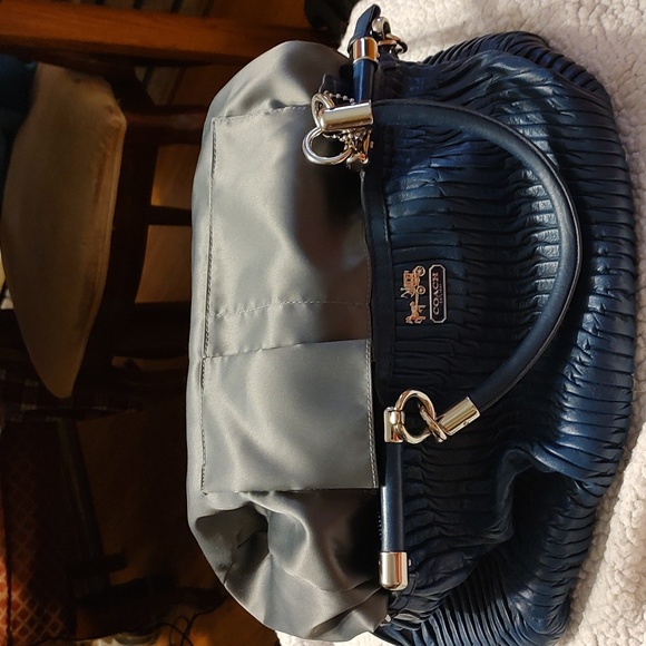Coach Madison Rhodium (dark blue) gathered leather satchel 2012. EUC. Preloved - Picture 8 of 13